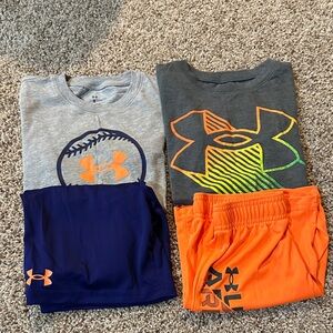 Under Armour Graphic T-Shirts and Shorts Set - Gray, Dark Gray, Navy, Orange